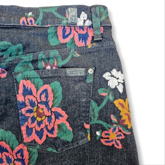 7 For All Mankind Floral Print Denim Mini Skirt, Size 29 - Picture 5 of 7